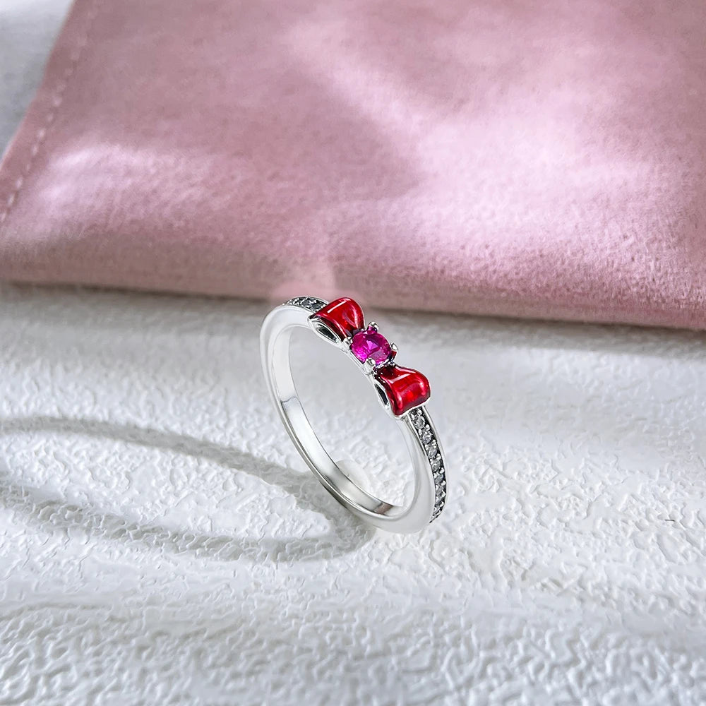 Zircon Blue Crystal Heart Bow Rings