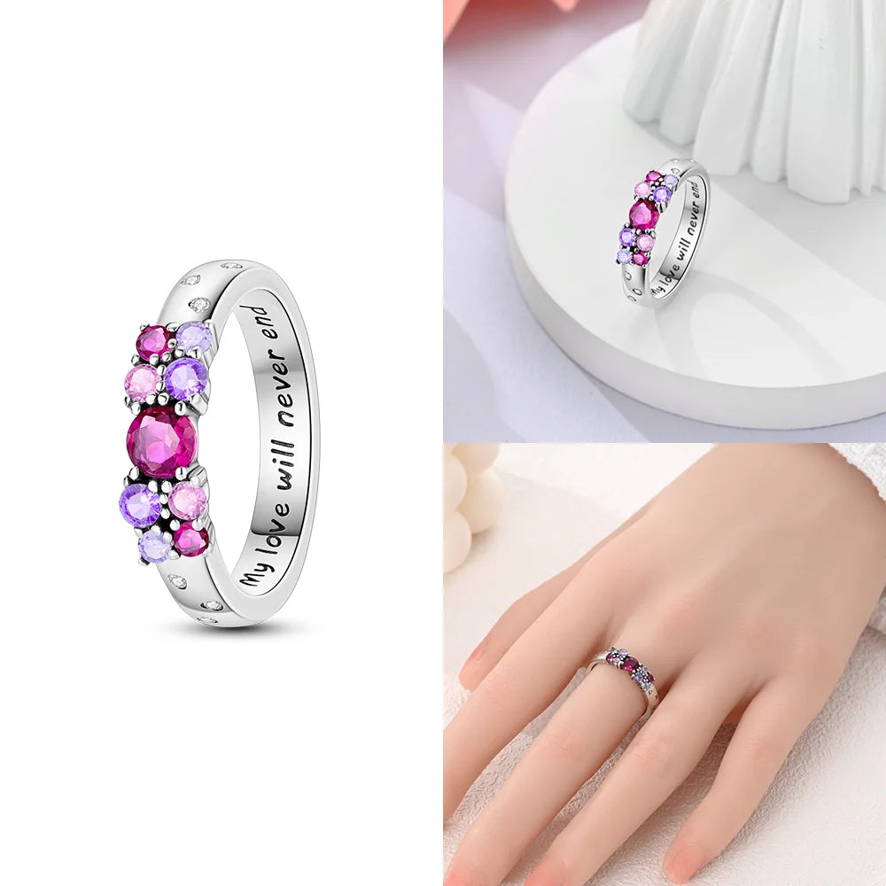 Zircon Blue Crystal Heart Bow Rings