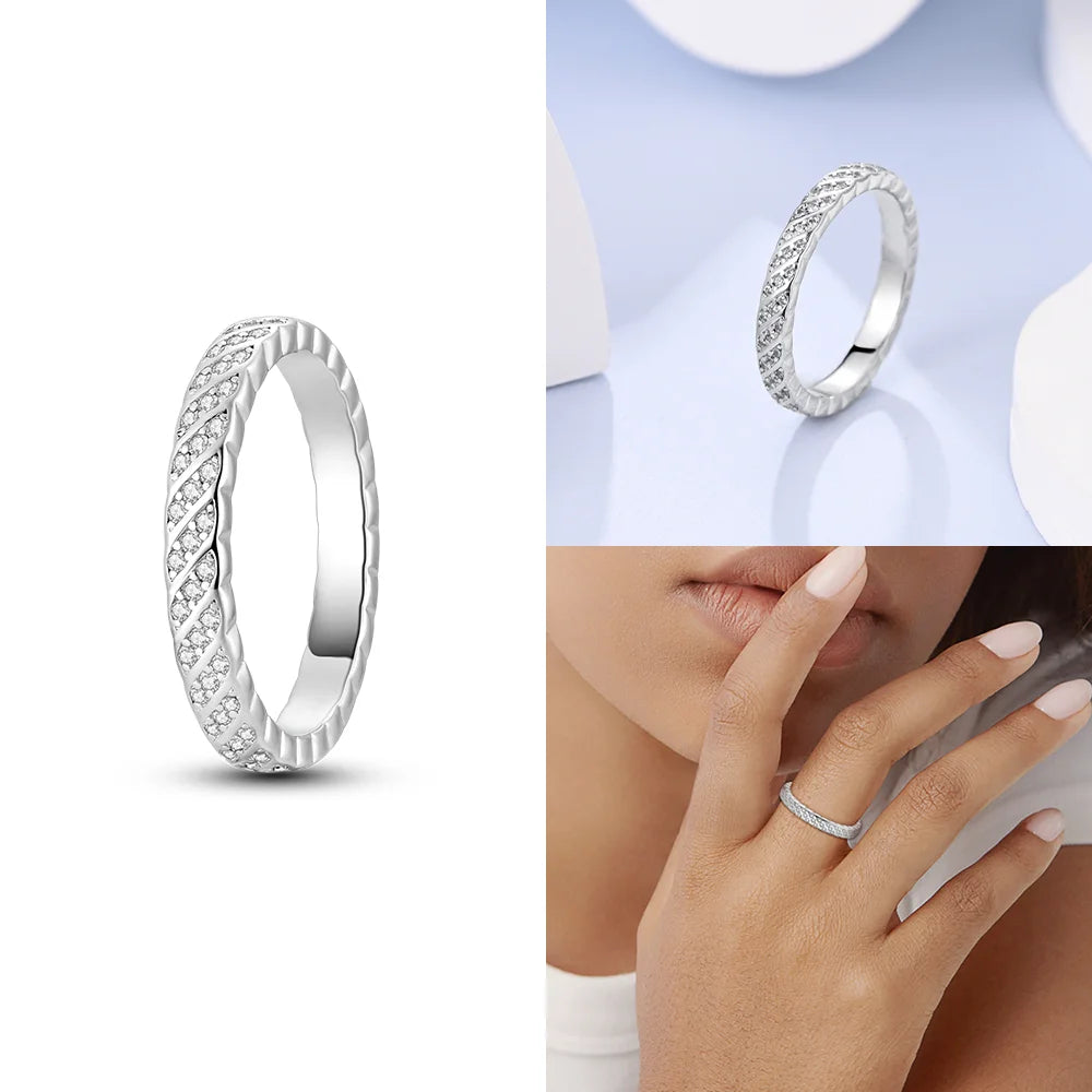 Zircon Blue Crystal Heart Bow Rings