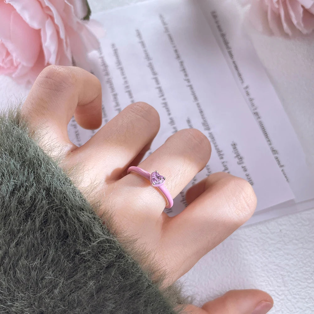 Zircon Blue Crystal Heart Bow Rings