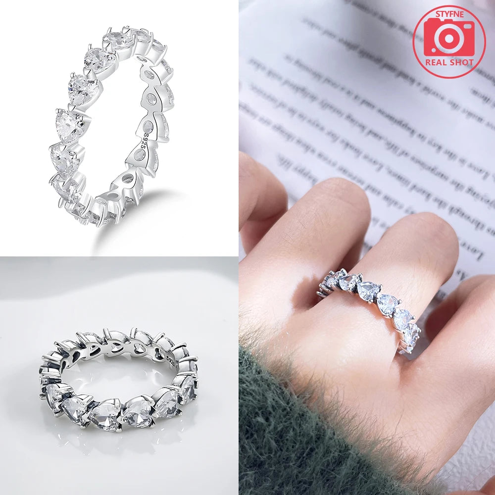 Zircon Blue Crystal Heart Bow Rings