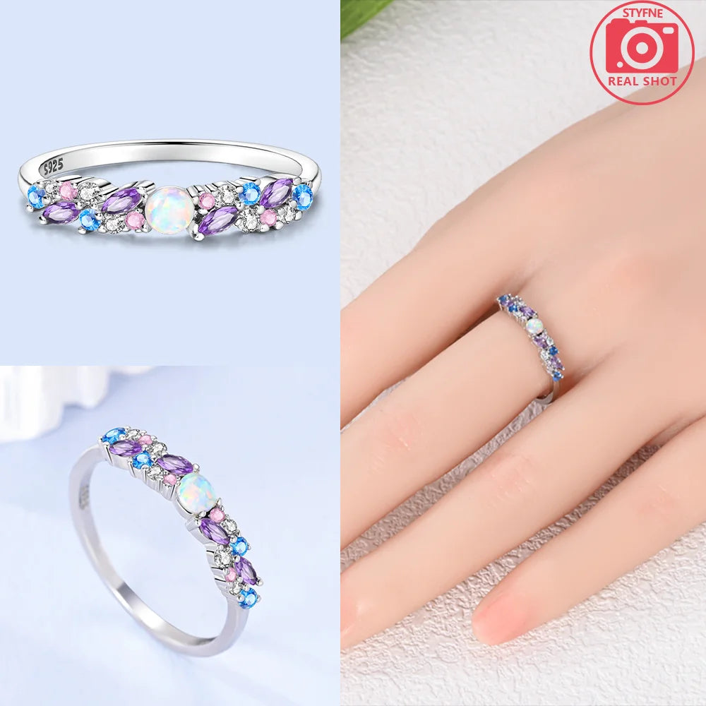 Zircon Blue Crystal Heart Bow Rings
