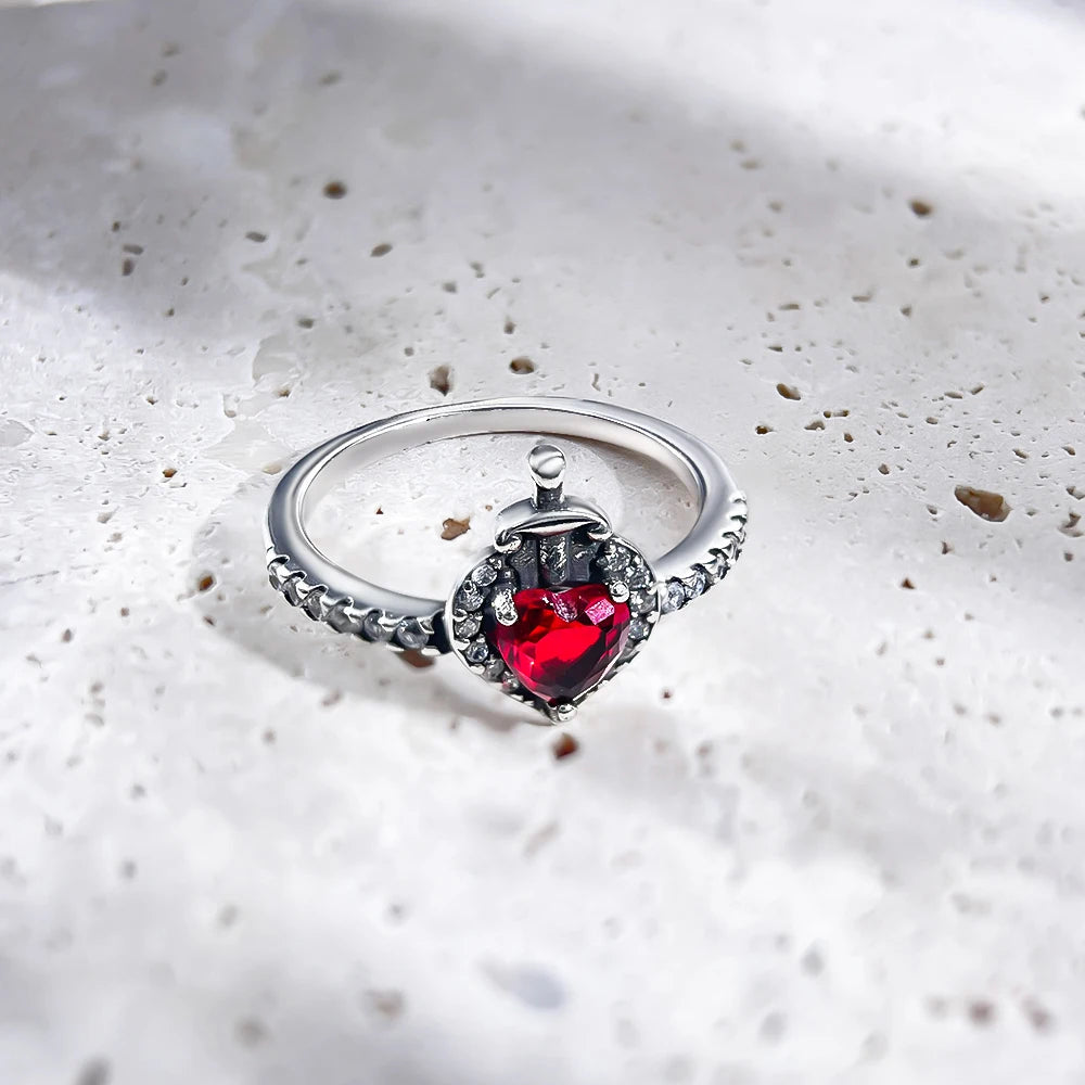 Zircon Blue Crystal Heart Bow Rings