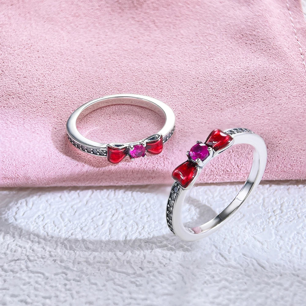 Zircon Blue Crystal Heart Bow Rings