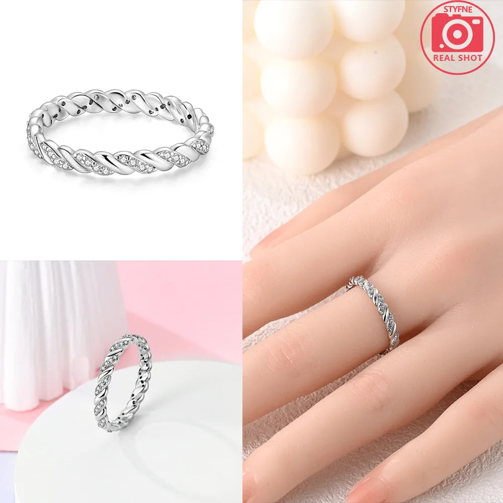 Zircon Blue Crystal Heart Bow Rings