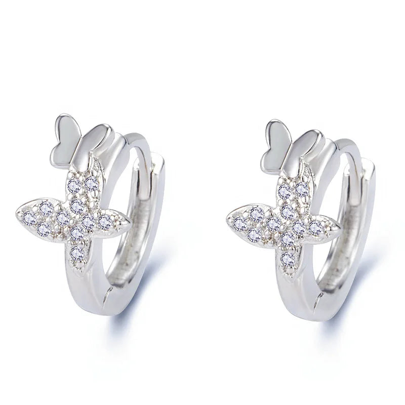 Silver Hook Earrings Dolphin Zircon High Quality