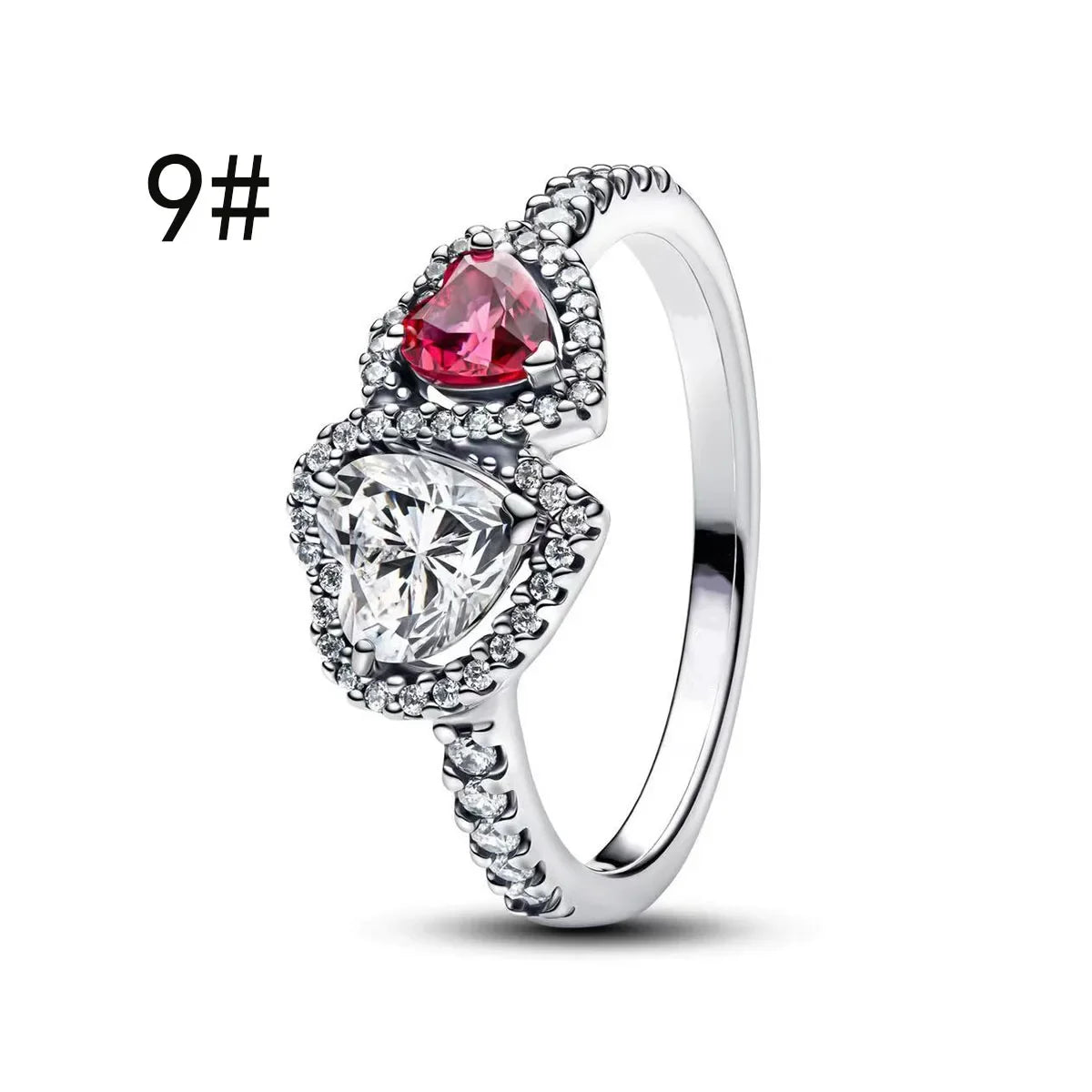 Pink Bow Set Silver Colorful Zircon Ring Earrings