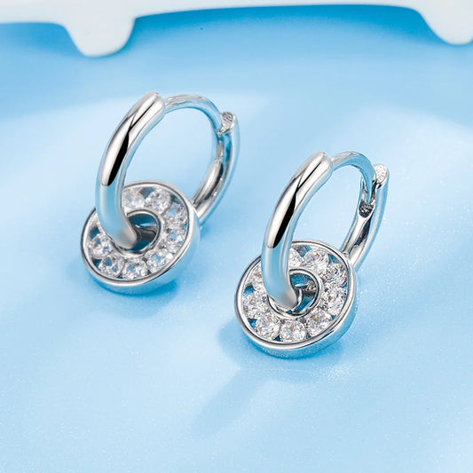925 Sterling Silver Hoop Earrings Moon Star