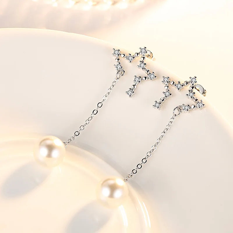 925 Sterling Silver Hoop Earrings Moon Star