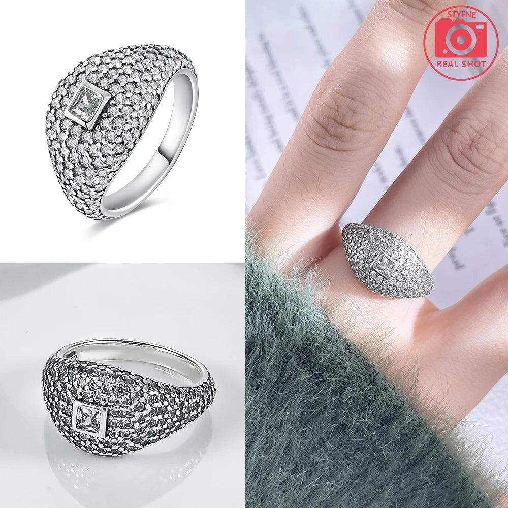 Zircon Blue Crystal Heart Bow Rings