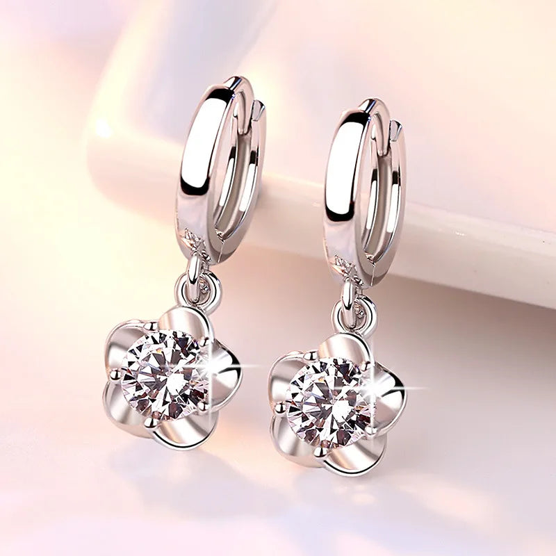 925 Sterling Silver Hoop Earrings Moon Star