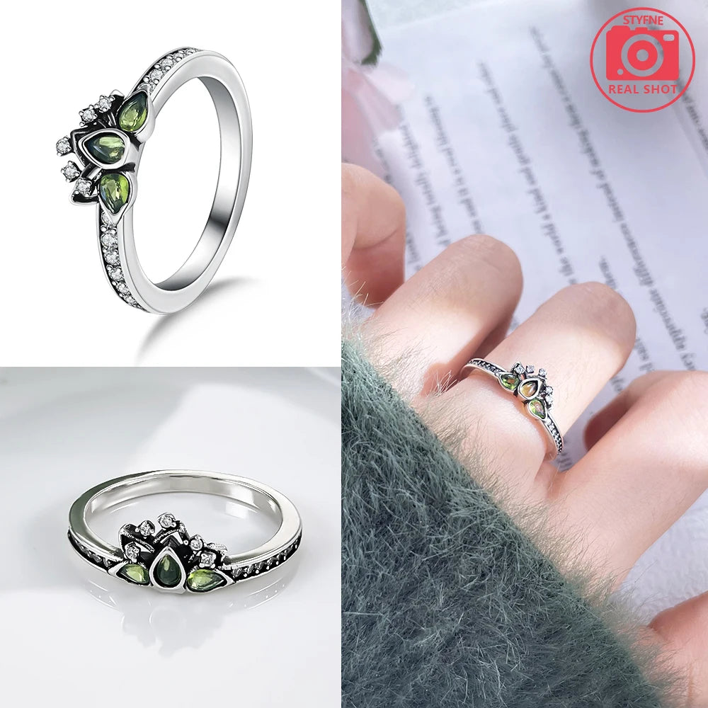 Zircon Blue Crystal Heart Bow Rings
