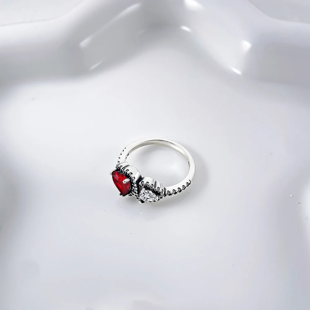 Zircon Blue Crystal Heart Bow Rings