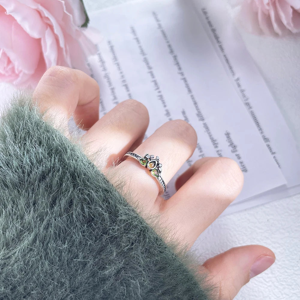 Zircon Blue Crystal Heart Bow Rings