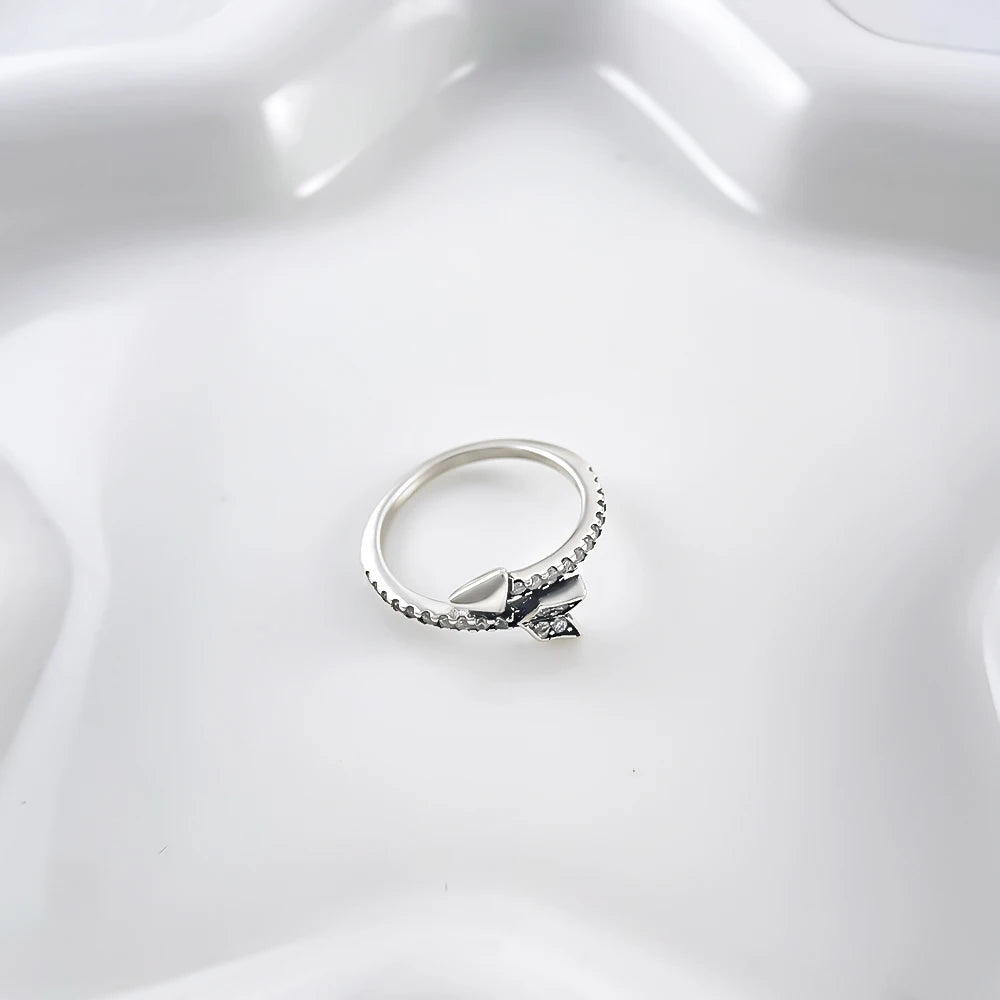 Zircon Blue Crystal Heart Bow Rings