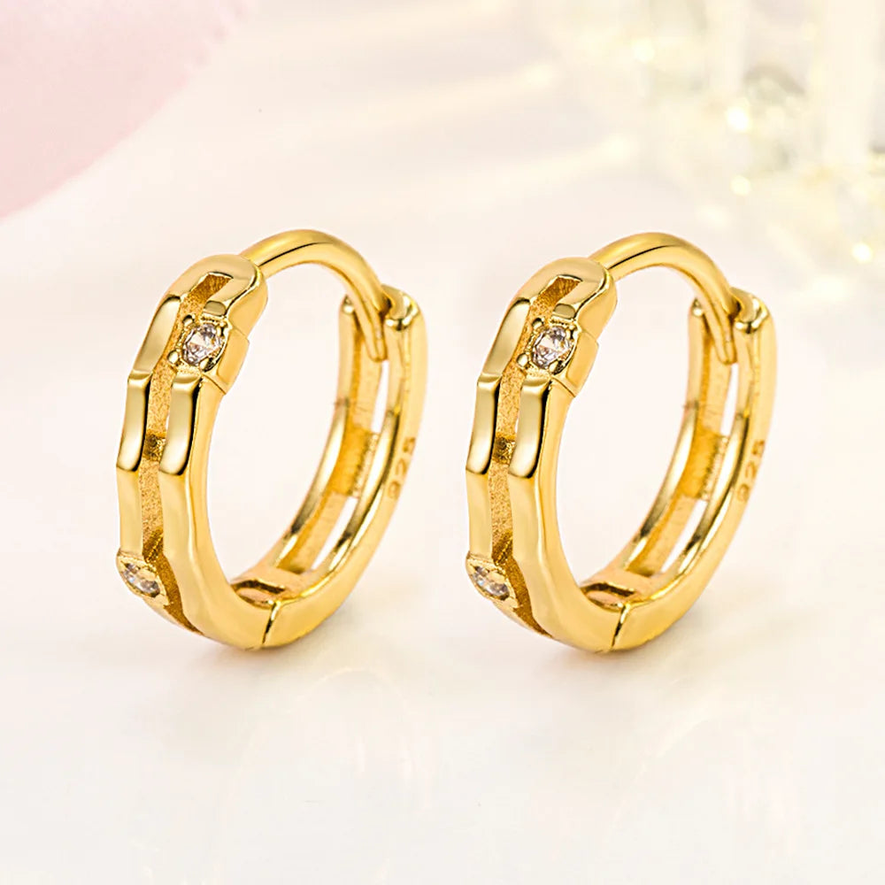 925 Sterling Silver Hoop Earrings Moon Star