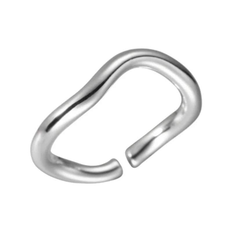 925 Sterling Silver Wavy Line Open Rings For Ladies
