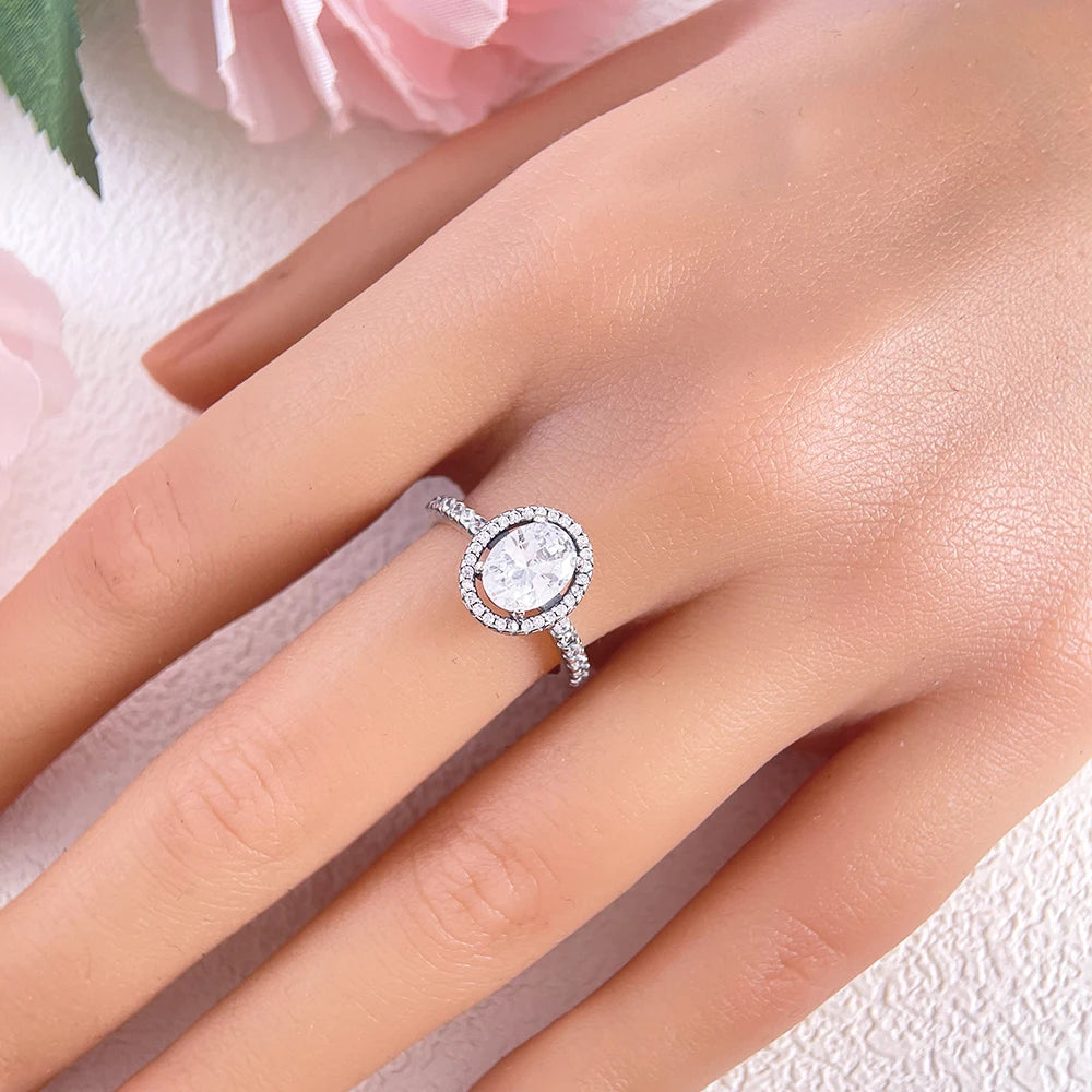 Zircon Blue Crystal Heart Bow Rings