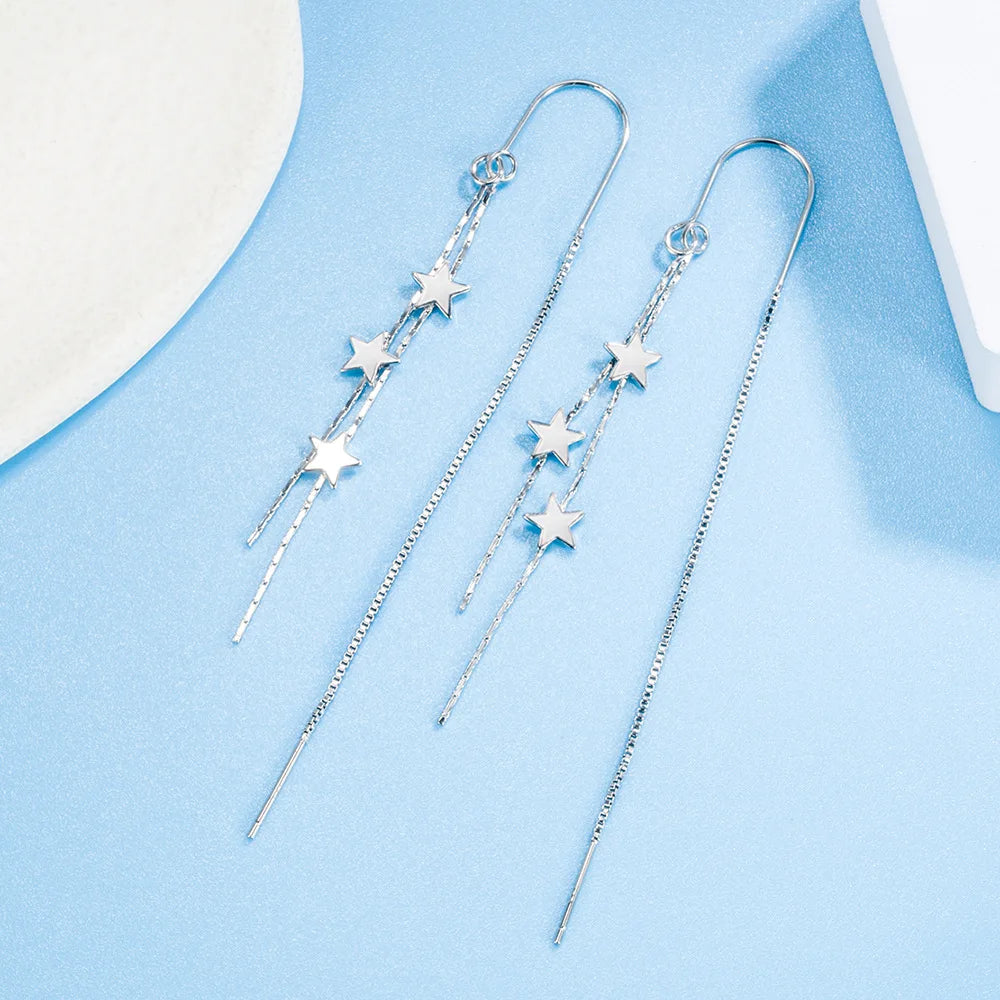 925 Sterling Silver Hoop Earrings Moon Star