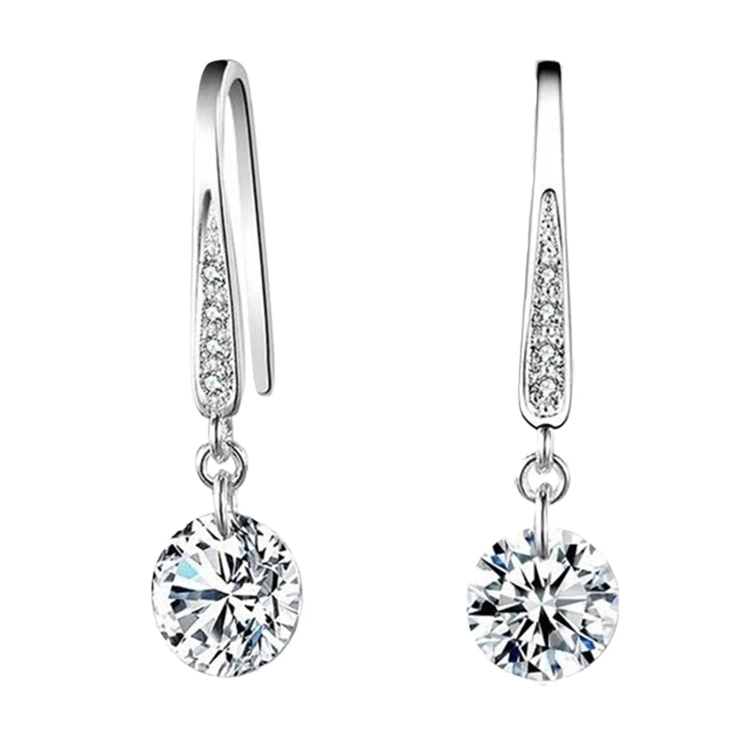 Silver Hook Earrings Dolphin Zircon High Quality