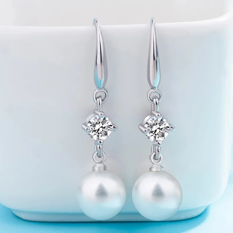 Silver Hook Earrings Dolphin Zircon High Quality