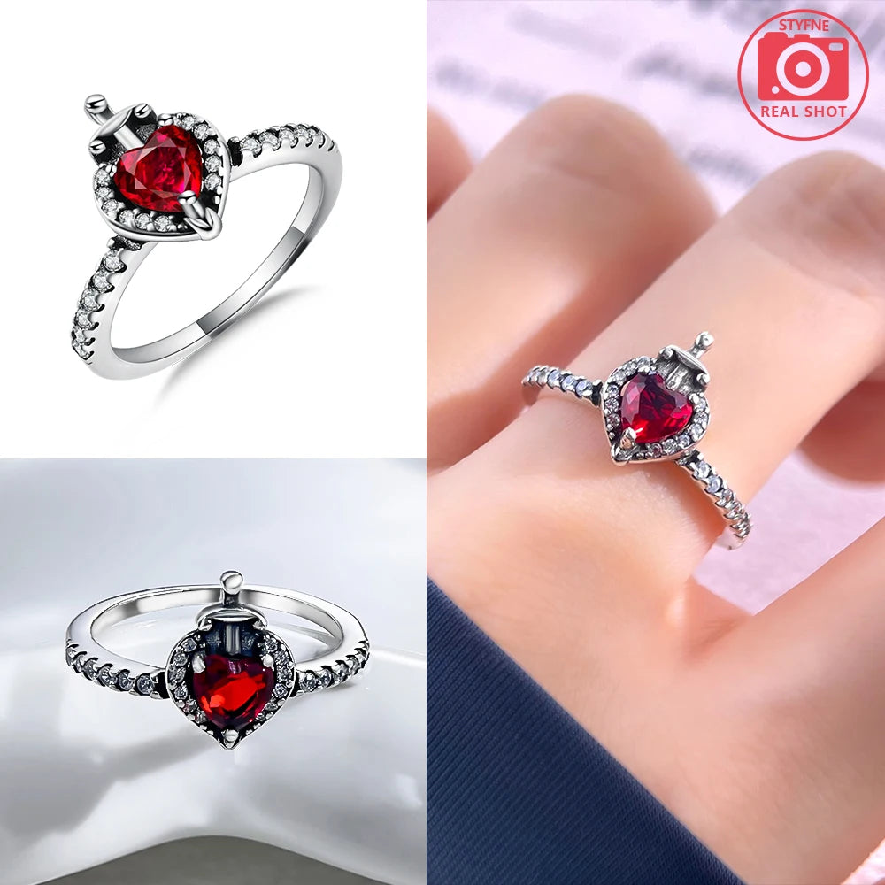 Zircon Blue Crystal Heart Bow Rings
