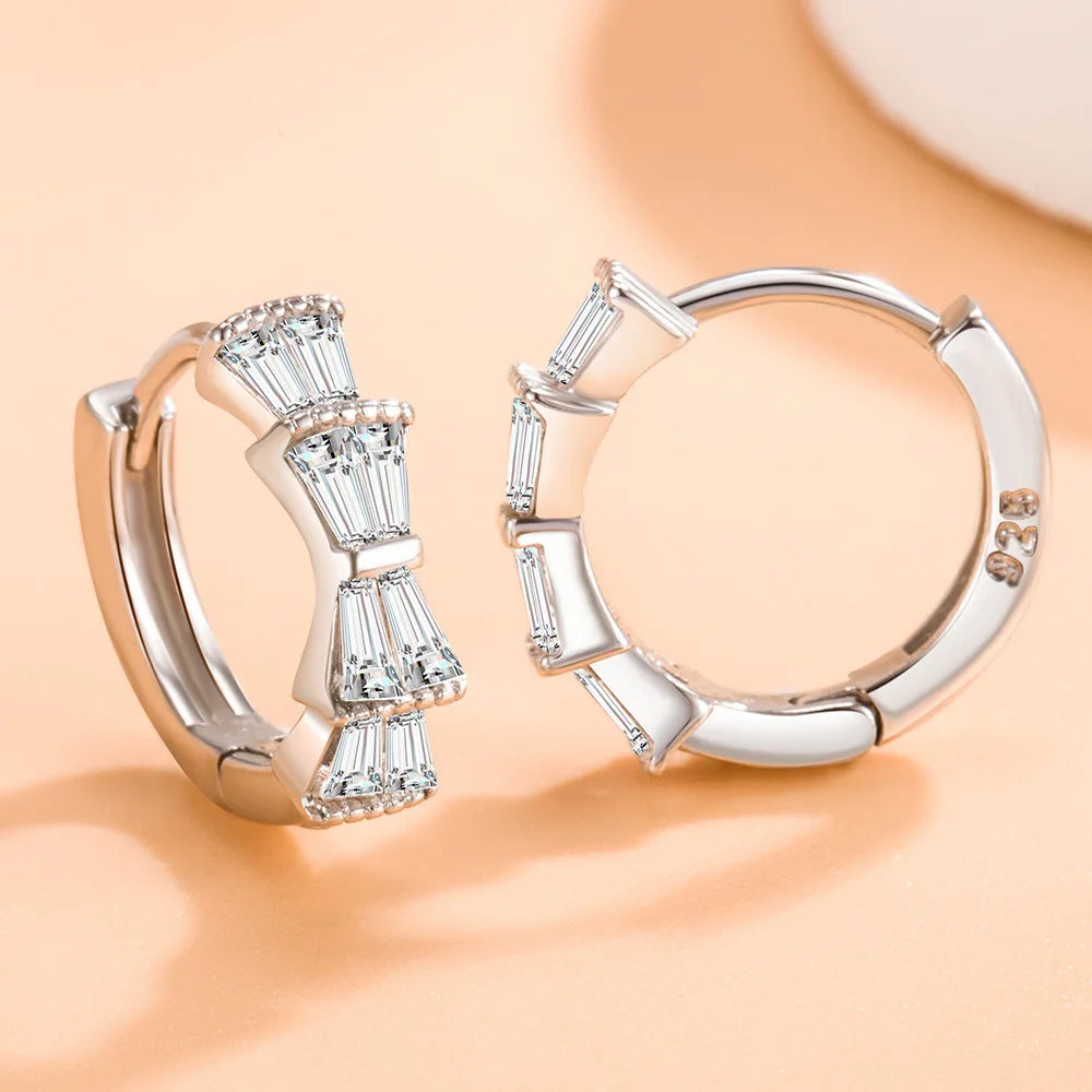 925 Sterling Silver Hoop Earrings Moon Star