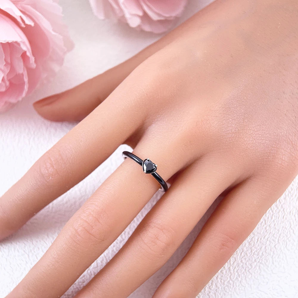 Zircon Blue Crystal Heart Bow Rings