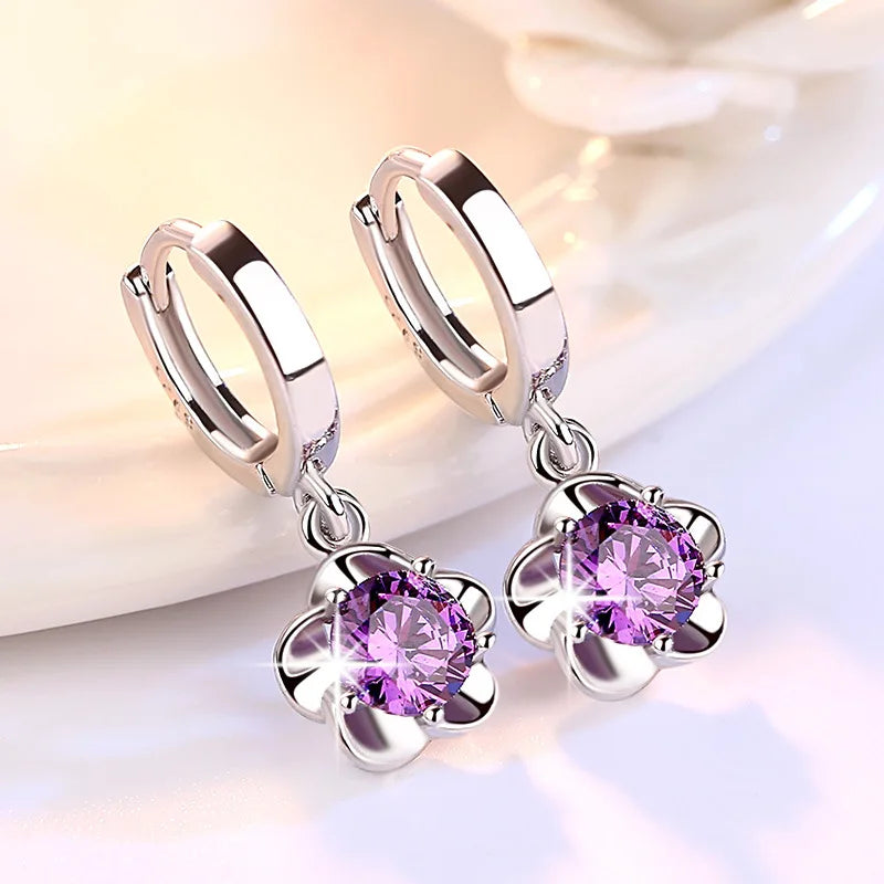 925 Sterling Silver Hoop Earrings Moon Star