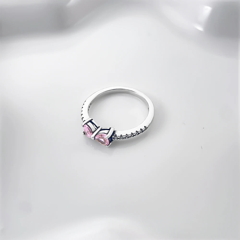 Zircon Blue Crystal Heart Bow Rings