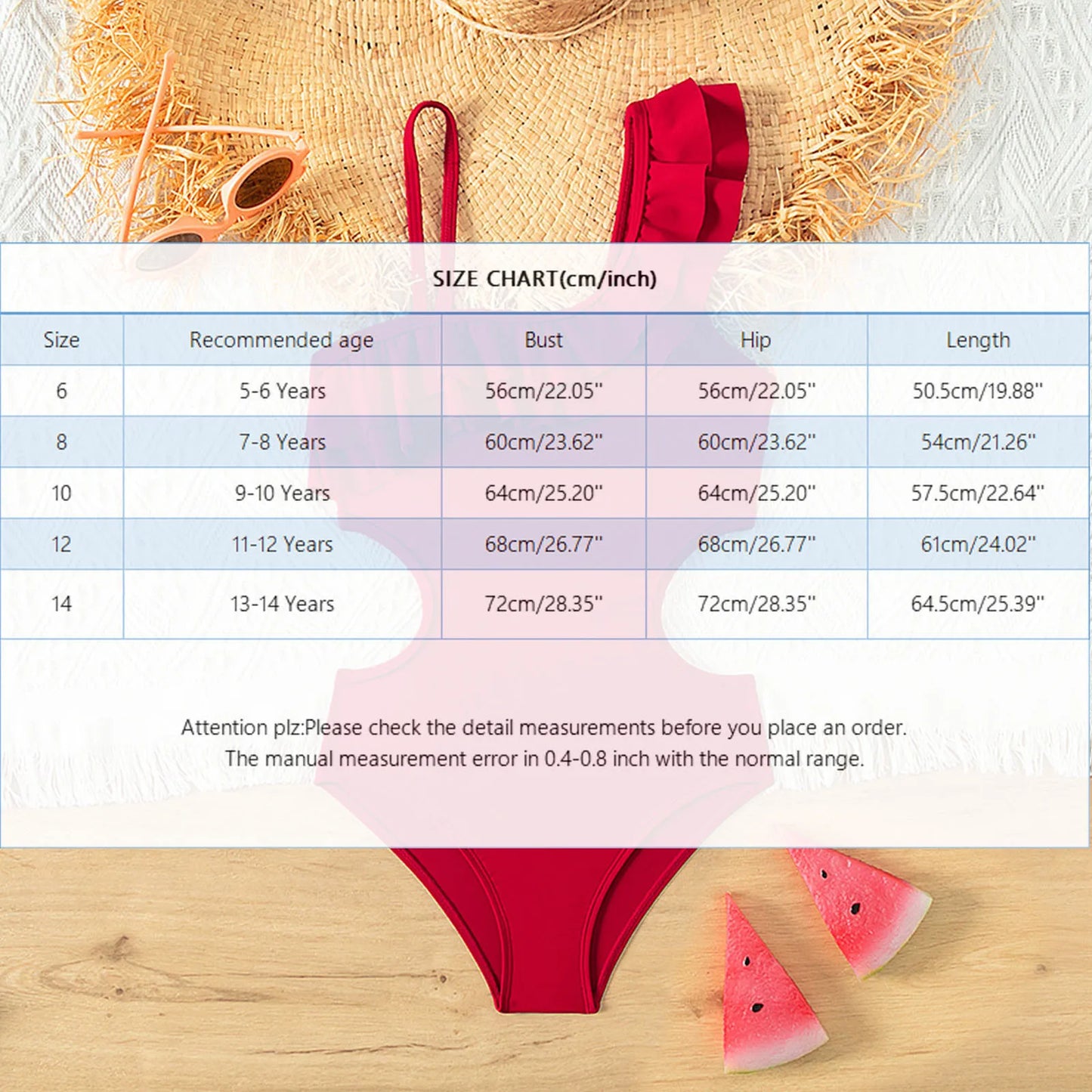 One-Piece Swimsuit Kids Girls One Shoulder Ruffle Swimwear